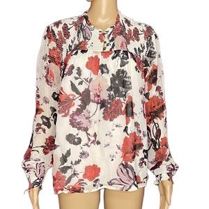Lucky Brand Floral Mock Neck Top Size XL